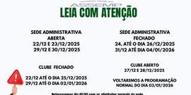 ATENÇÃO AO NOSSO RECESSO